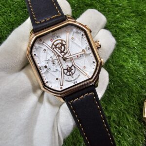 KW- Black Belt Gold Case White Dial